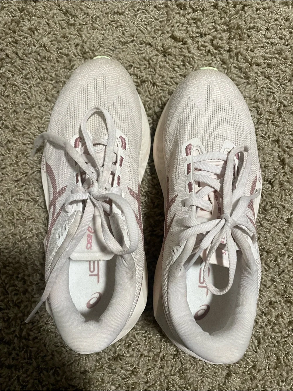 ASICS Women's Running Shoes - Light Gray with Pink and Neon Green Accents